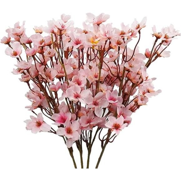 4Pcs Artificial Cherry Blossom Flower, Silk Peach Flowers Fake Plants For DIY - Picture 6 of 7